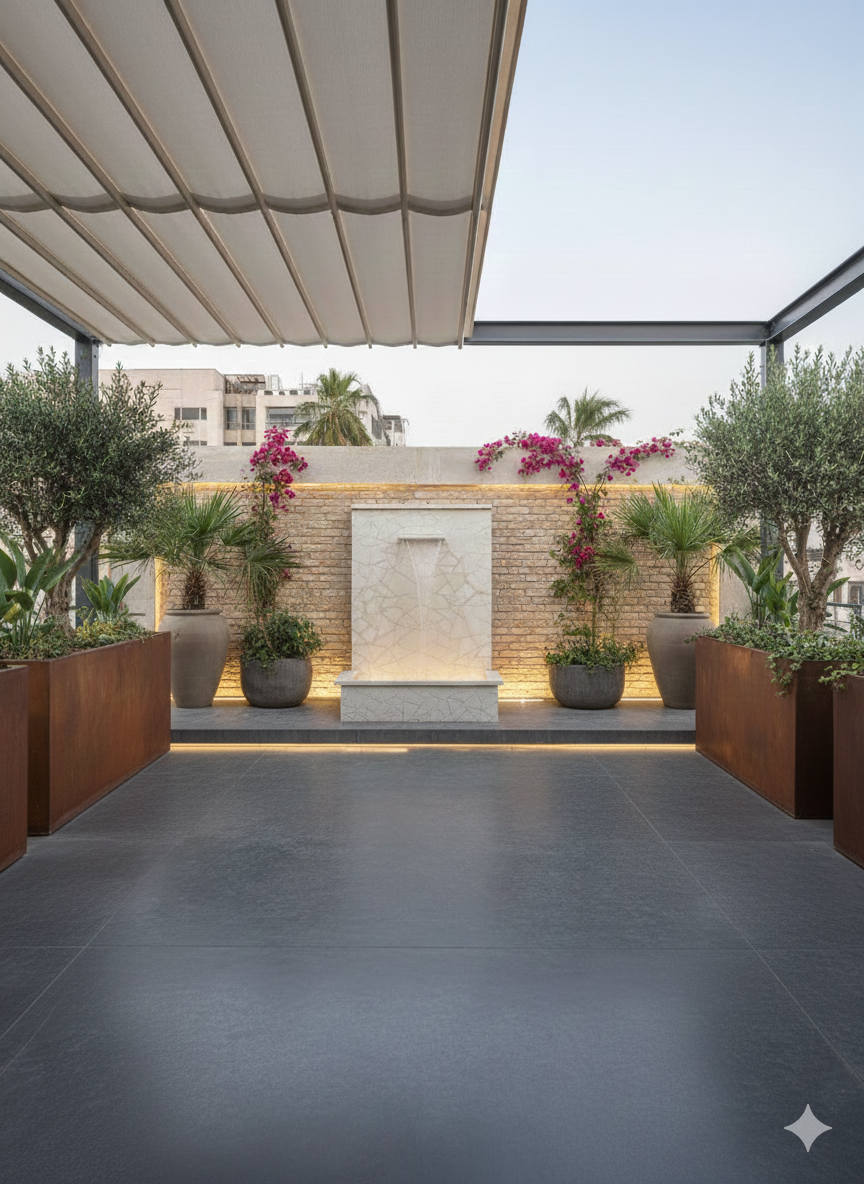 Stone blade wall fountain