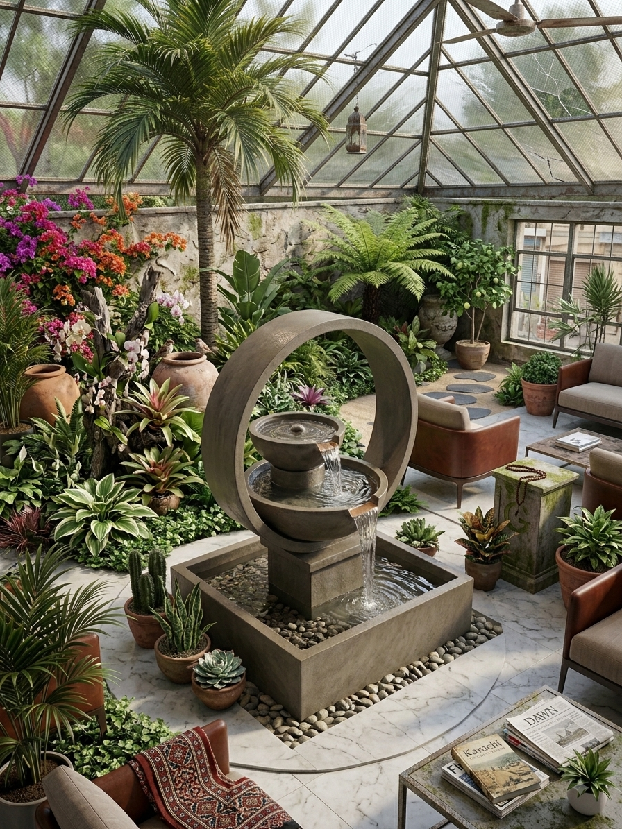 Double ring zen fountain